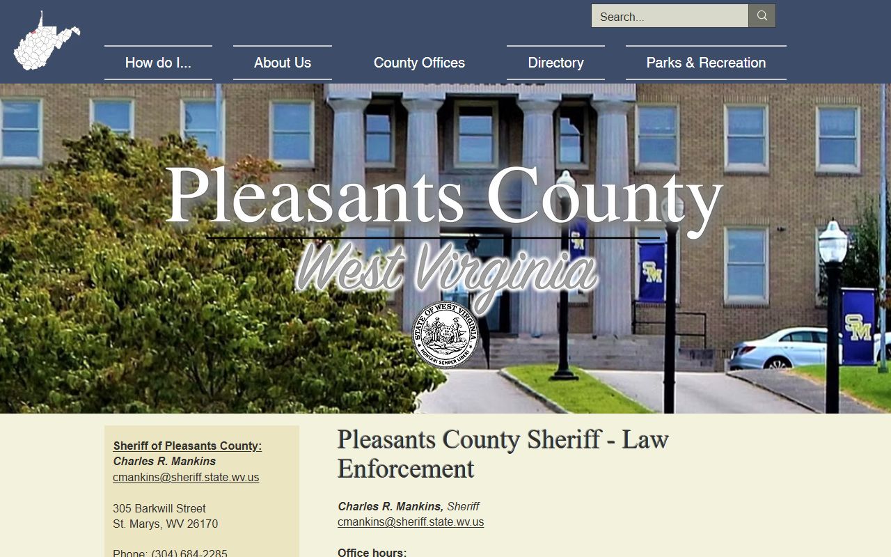 Pleasants County sheriff office contact page for inmate records routing